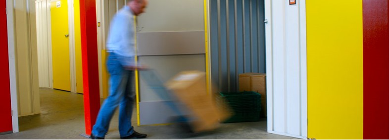 Indoor storage corridor at Rossendale Self Storage
